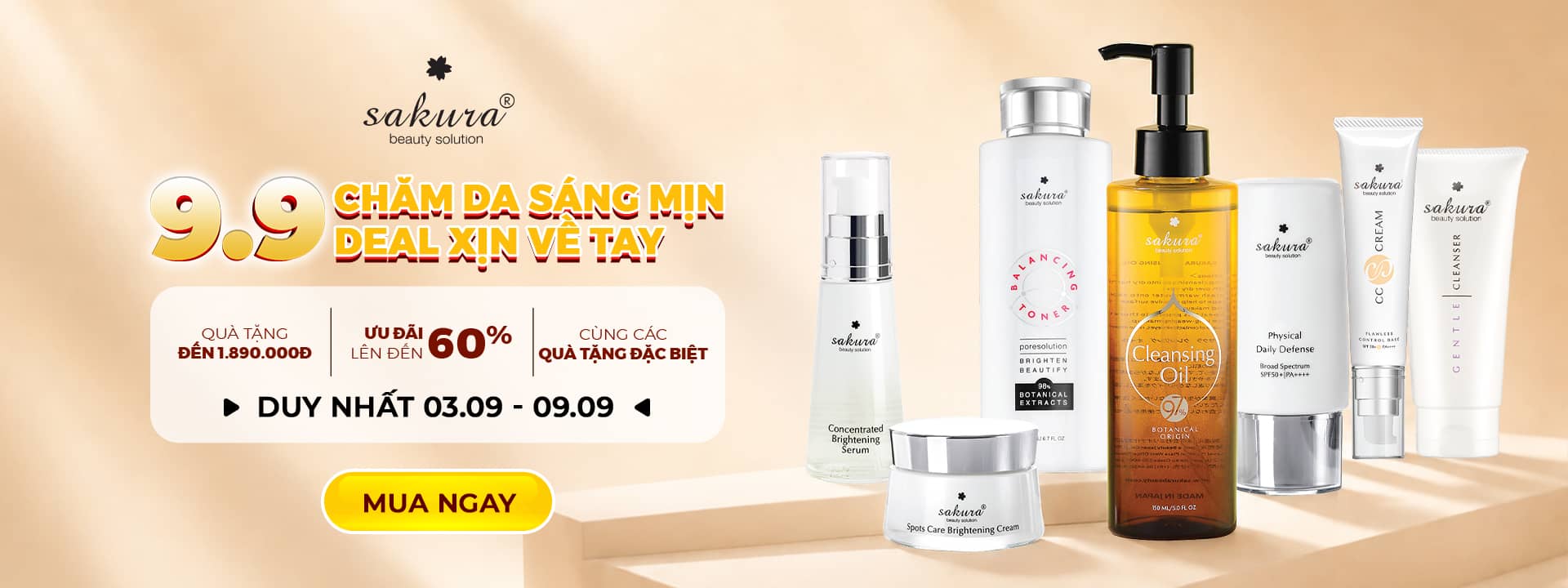 NGÀY ĐÔI THÁNG 9: CHĂM DA SÁNG XỊN – DEAL XỊN VỀ TAY CÙNG SAKURA BEAUTY