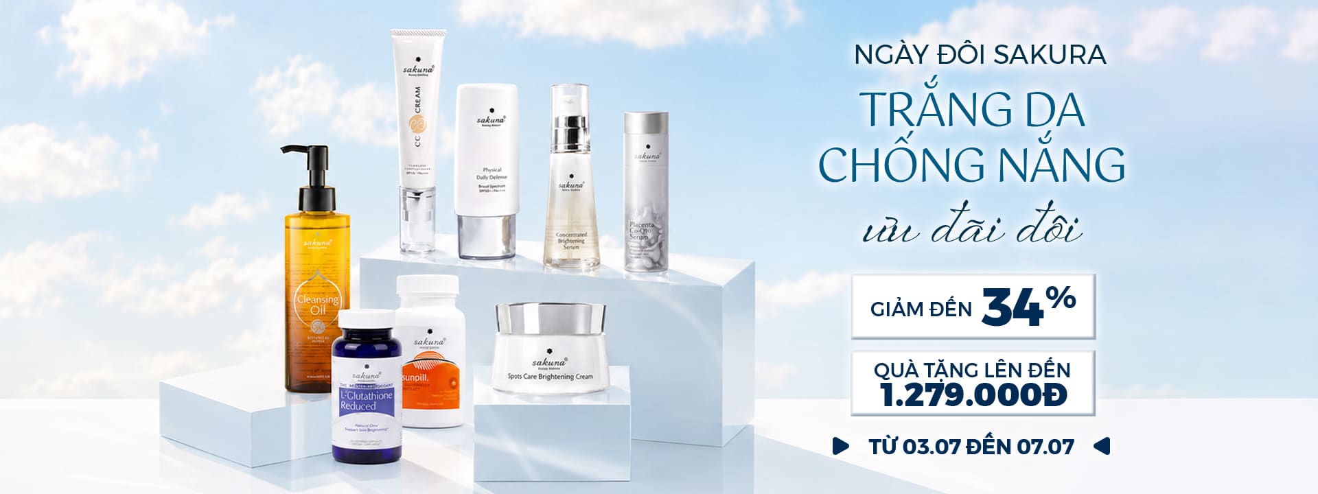 NGÀY ĐÔI SAKURA - DƯỠNG TRẮNG DA, CHỐNG NẮNG VỚI GIÁ CỰC ƯU ĐÃI 