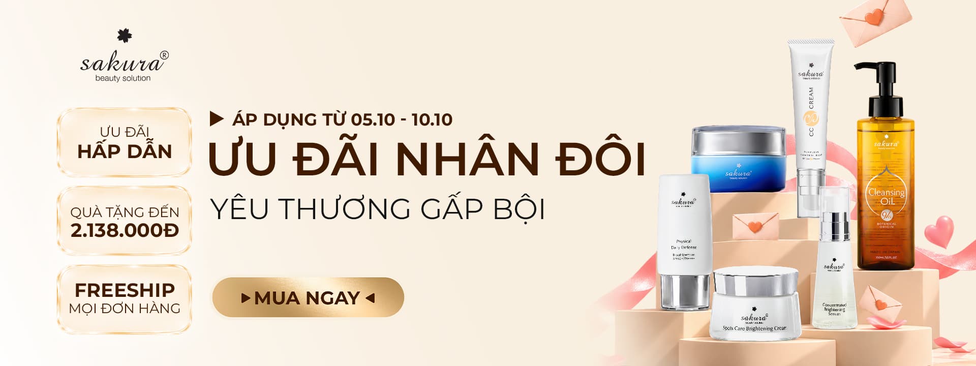 Sakura Beauty Khuyến Mãi Ngày Đôi Tháng 10: Ưu đãi nhân đôi – Yêu thương gấp bội
