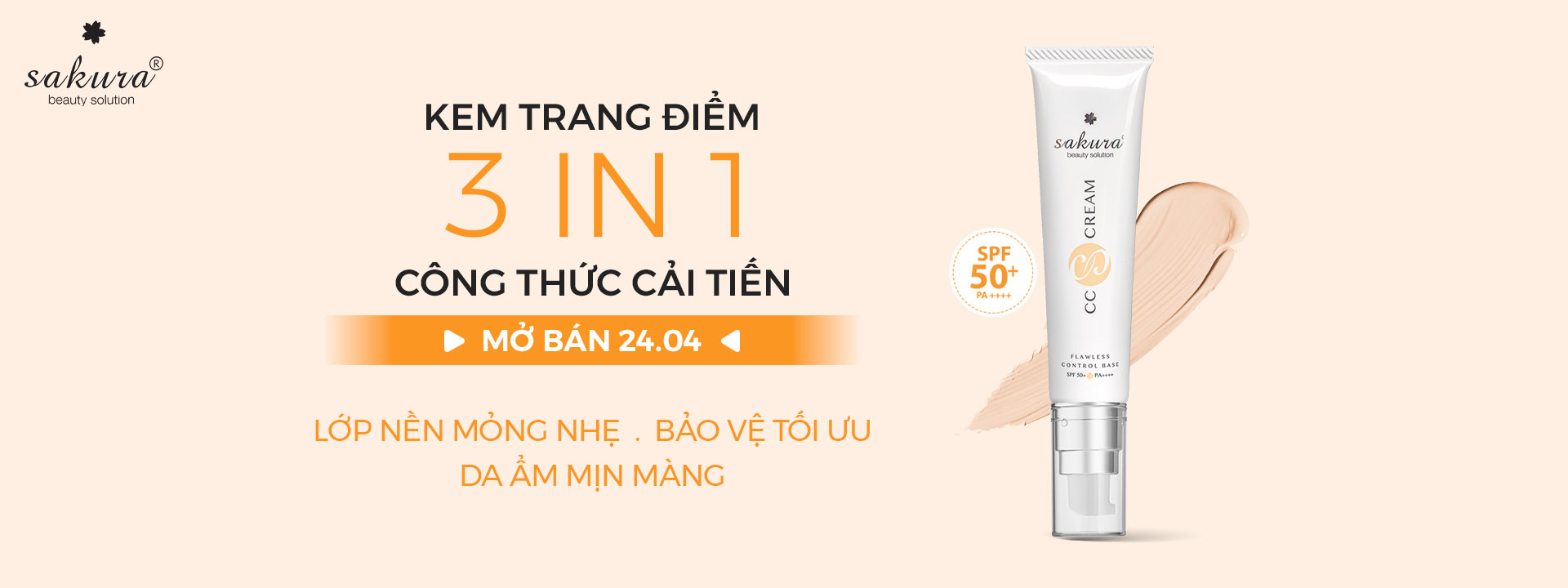 Ra Mắt Kem Trang Điểm Chống Nắng Sakura CC Cream Bản Mới: Giải Pháp Lớp Nền Khô Thoáng Mùa Hè