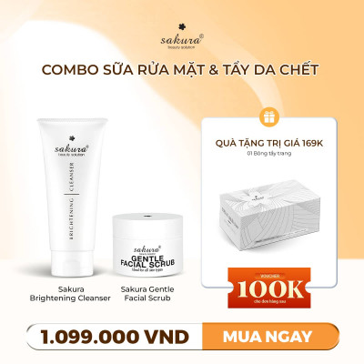 Combo Sakura Brightening Cleanser + Gentle Facial Scrub