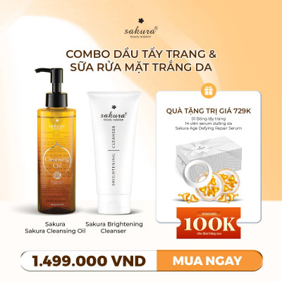 Combo Sakura Cleansing Oil + Sakura Brightening Cleanser
