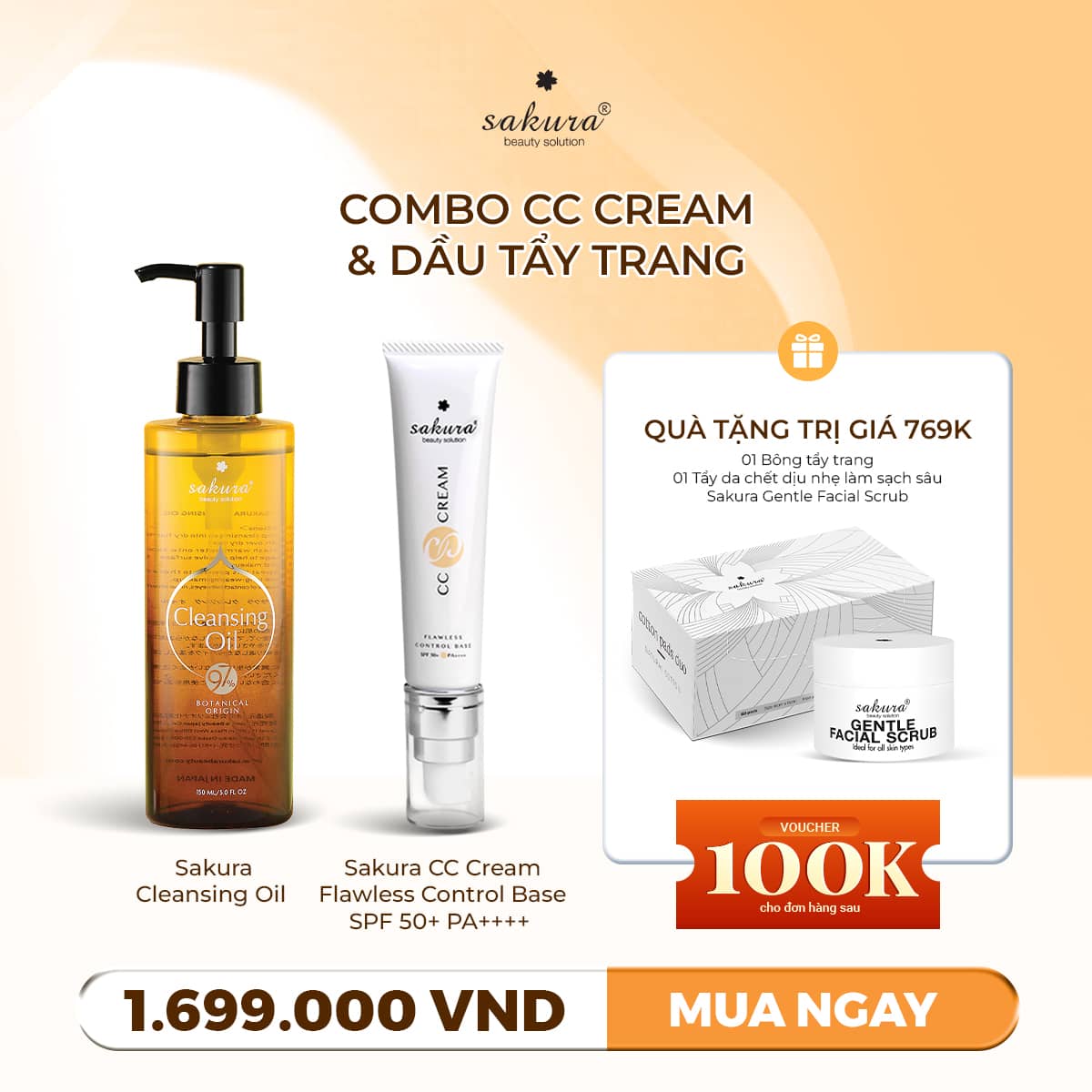 Combo CC Cream + Dầu Tẩy Trang