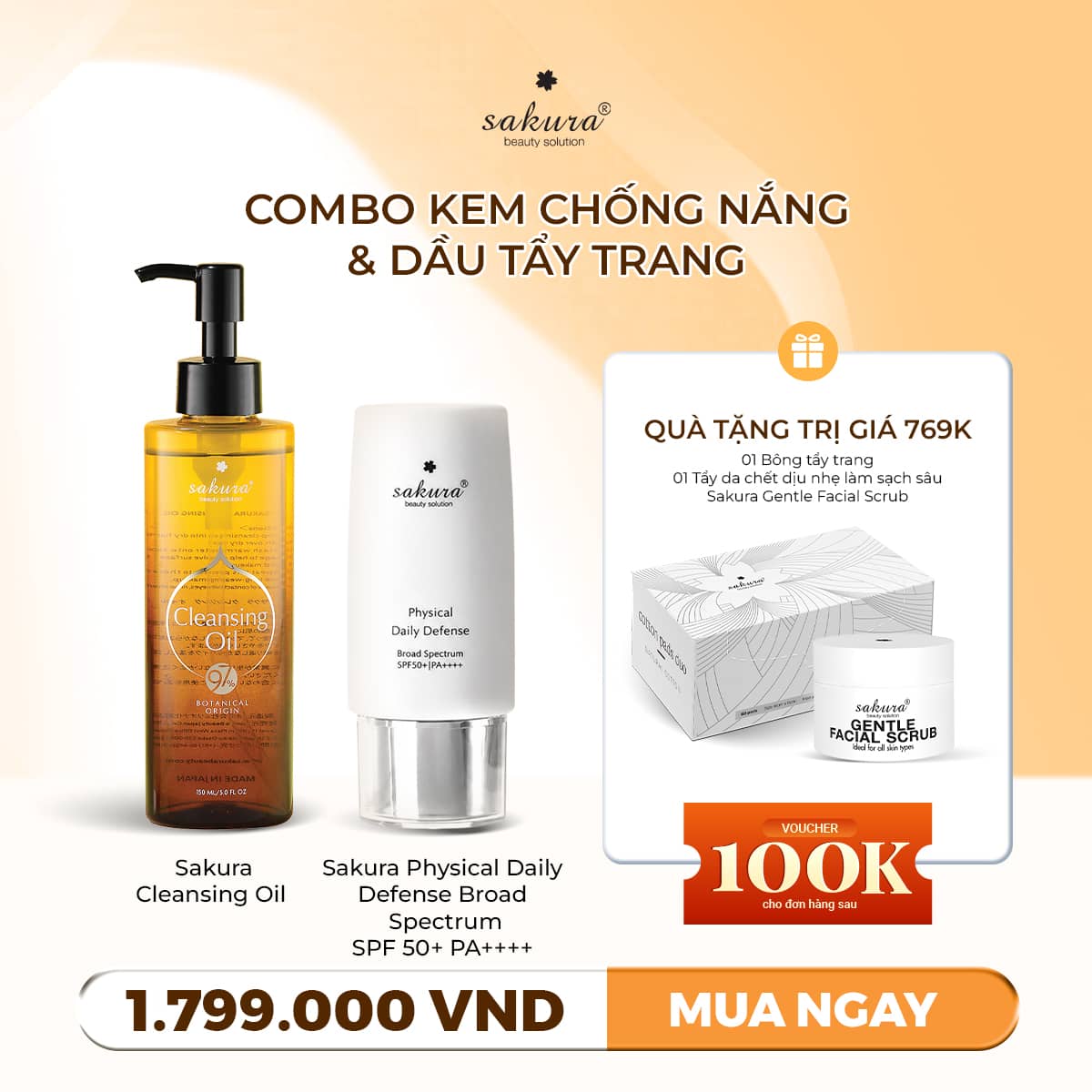 Combo Kem Chống Nắng + Dầu Tẩy Trang